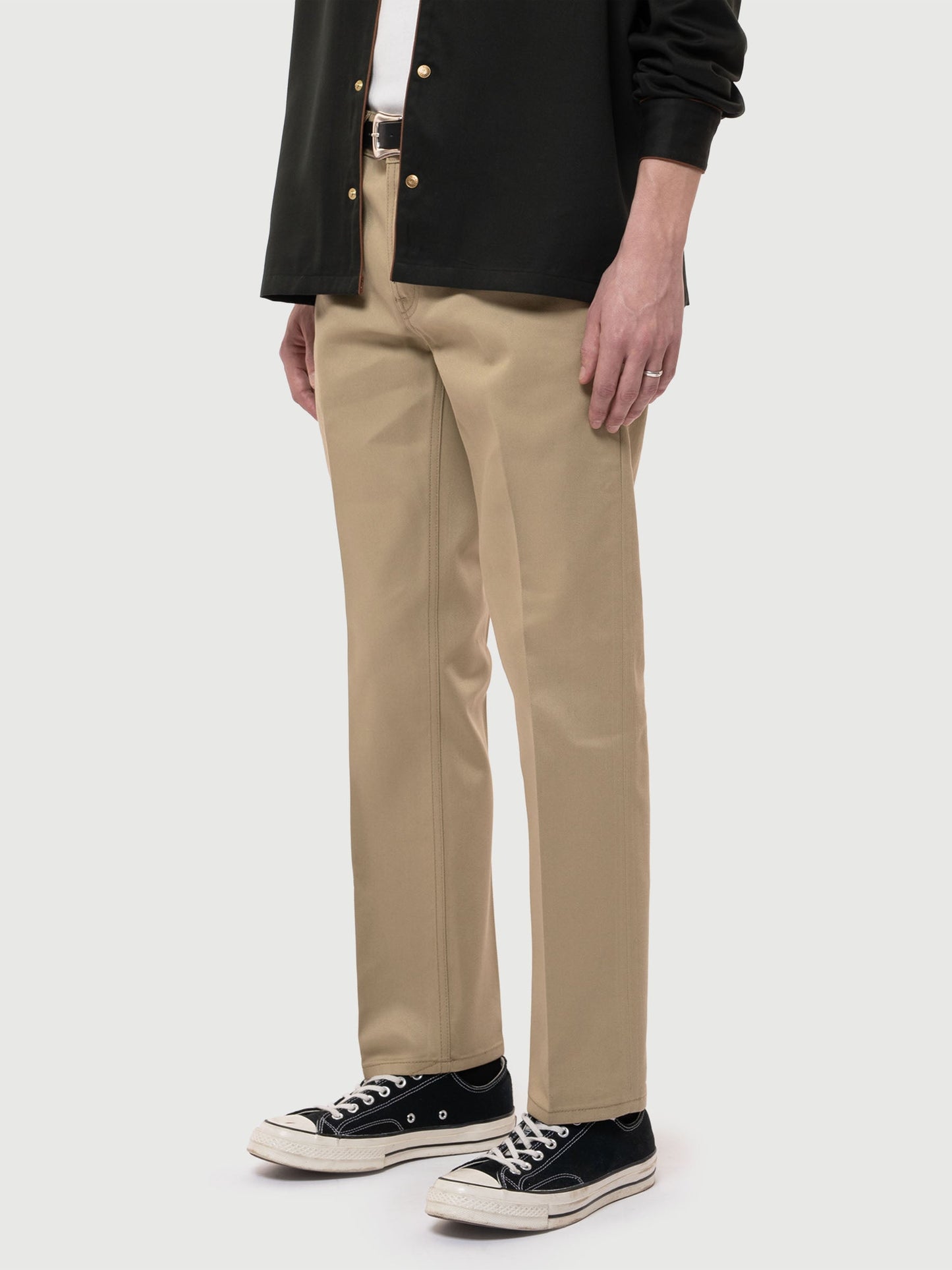 Pantalon twill droit beige en coton bio et matière recyclé - gritty jackson pressed beige