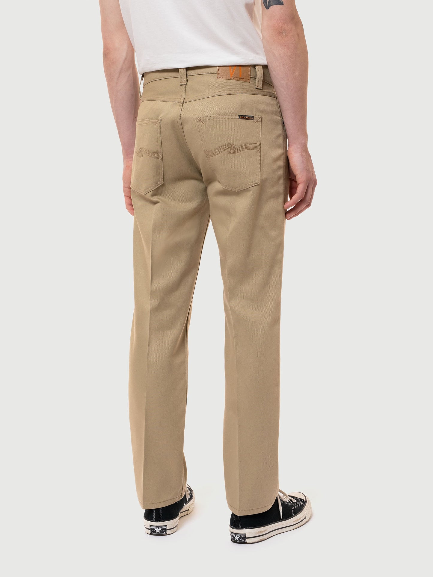 Pantalon twill droit beige en coton bio et matière recyclé - gritty jackson pressed beige