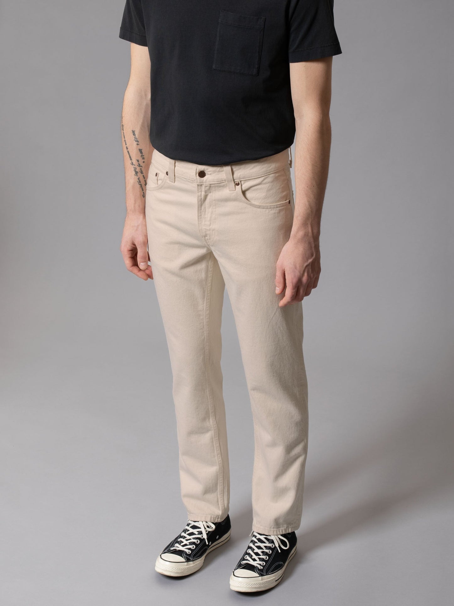Jean droit écru en coton bio non teinté - gritty jackson soft cream