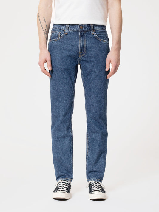 Jean droit en coton bio | bleu "gritty jackson 90s stone"