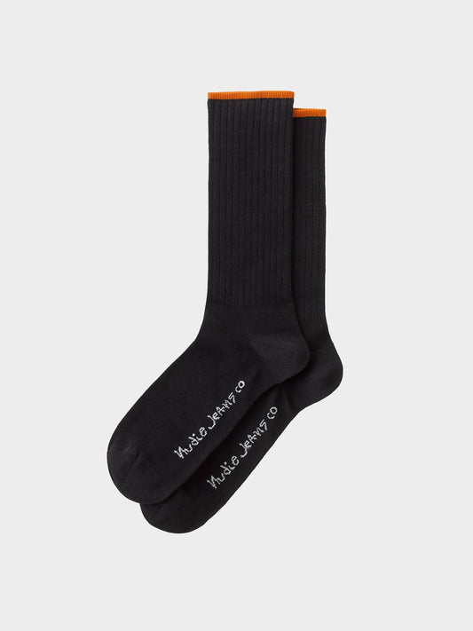 Chaussettes hautes noires en coton bio - Gunnarsson Socks Black