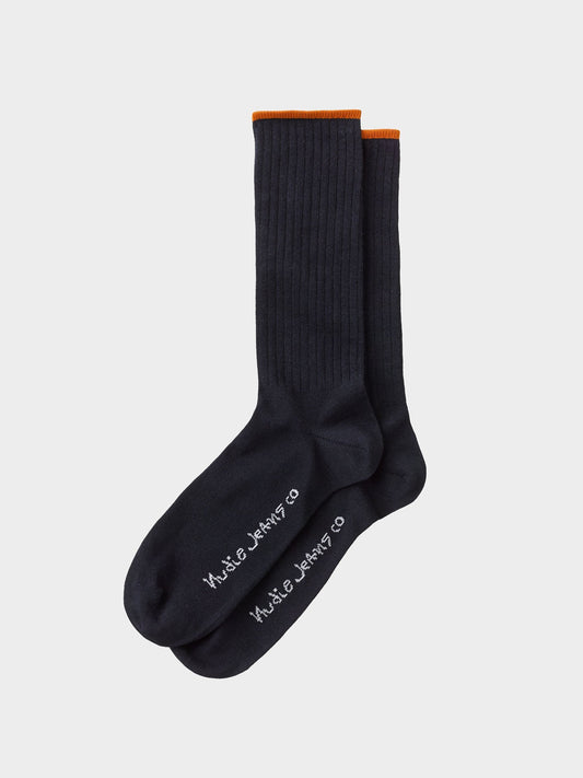 Chaussettes hautes marine en coton bio - gunnarsson navy