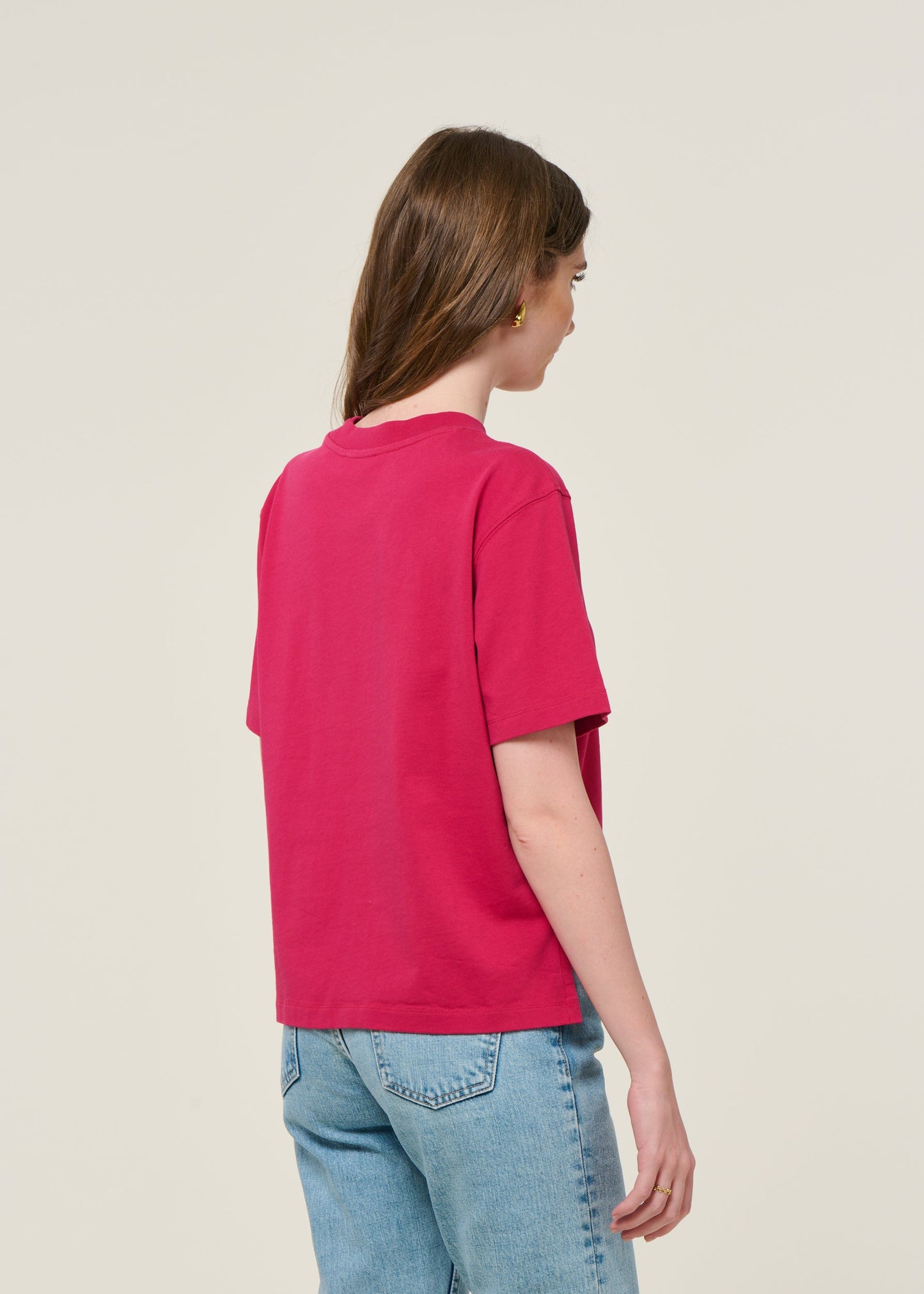 T-shirt boxy en coton bio | fuchsia