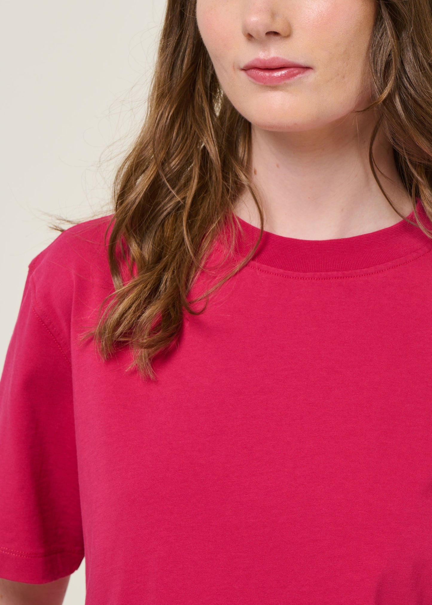 T-shirt boxy en coton bio | fuchsia