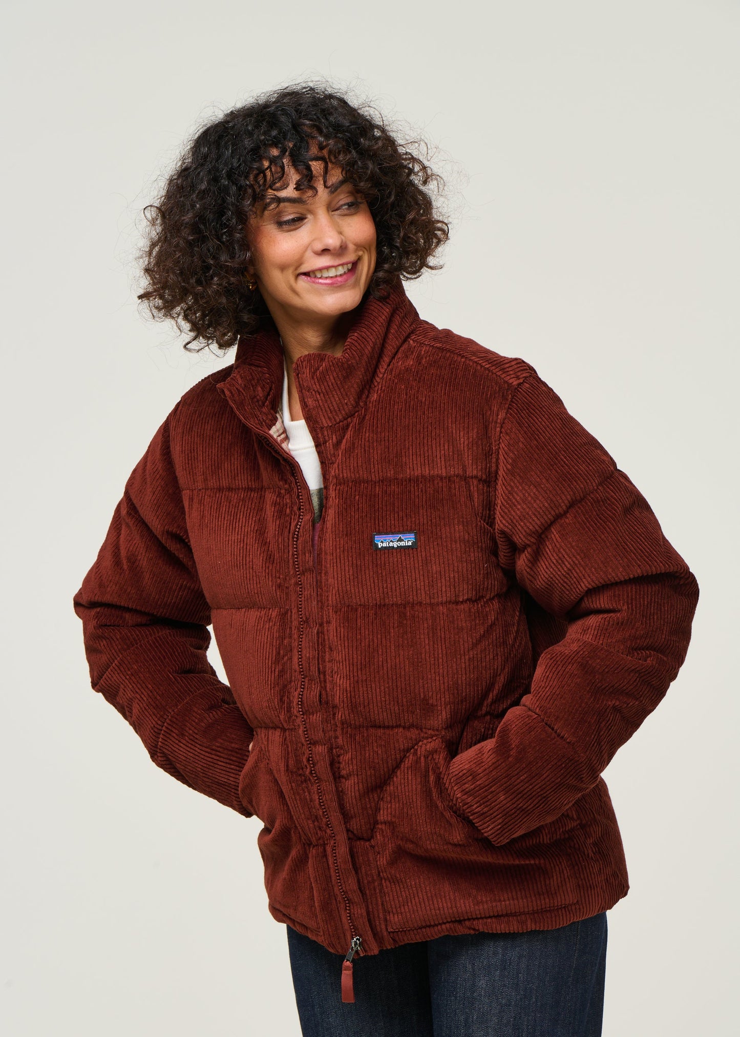 Doudoune velours en matière recyclée | marron "w's cord fjord jkt - dvl"