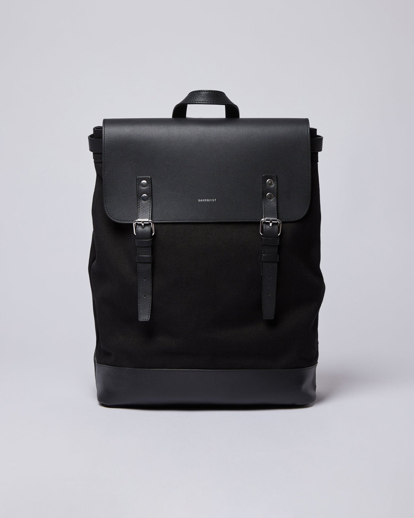 Sac à dos en coton bio et cuir certifié | noir "hege black with black leather"