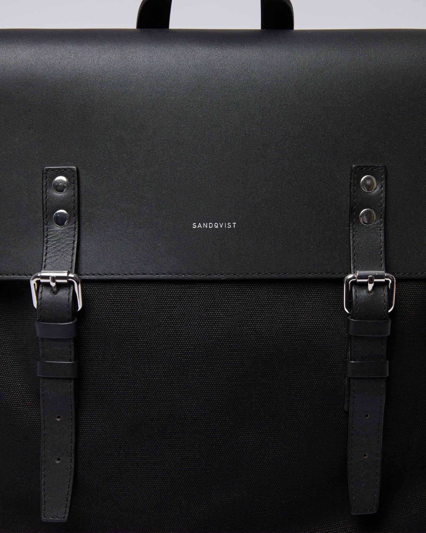 Sac à dos en coton bio et cuir certifié | noir "hege black with black leather"
