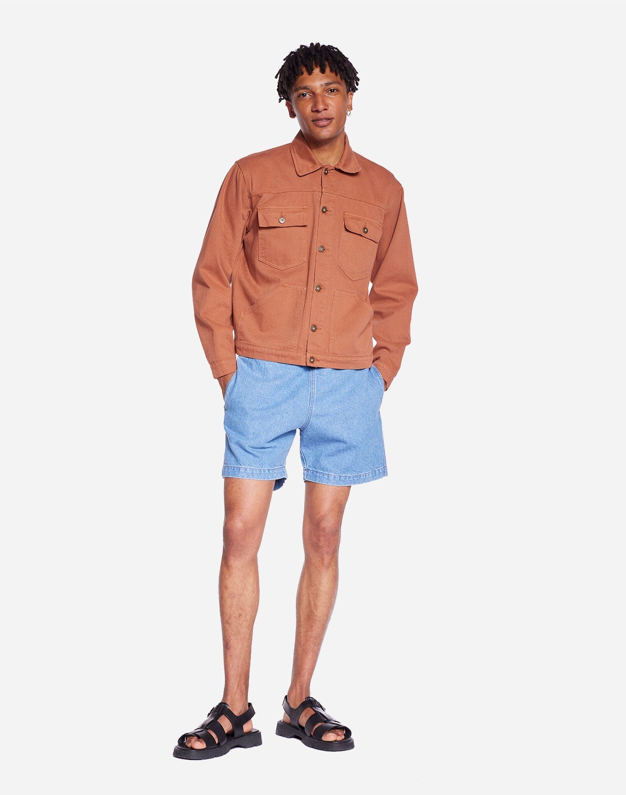 Veste workwear en coton bio | marron "hekinan sienna"