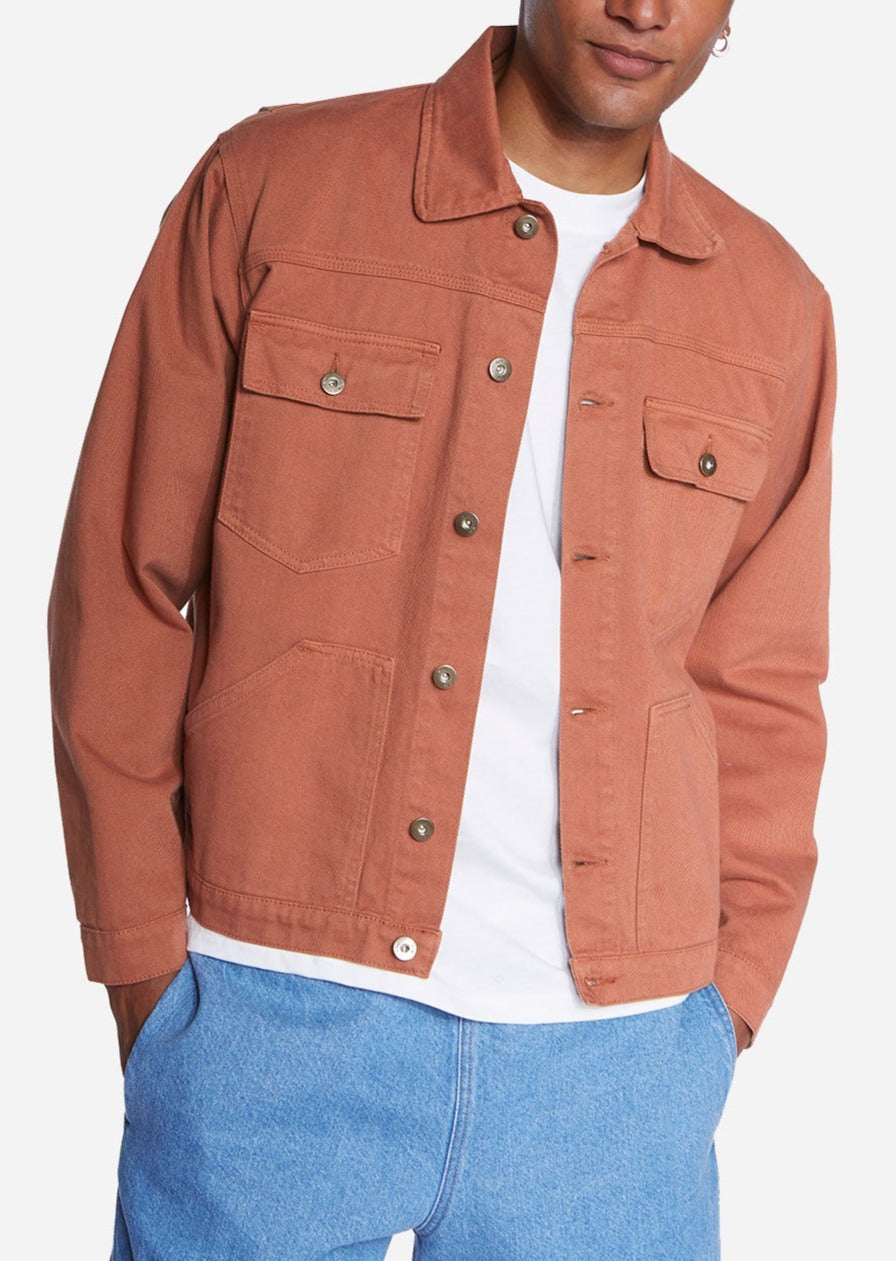 Veste workwear en coton bio | marron "hekinan sienna"