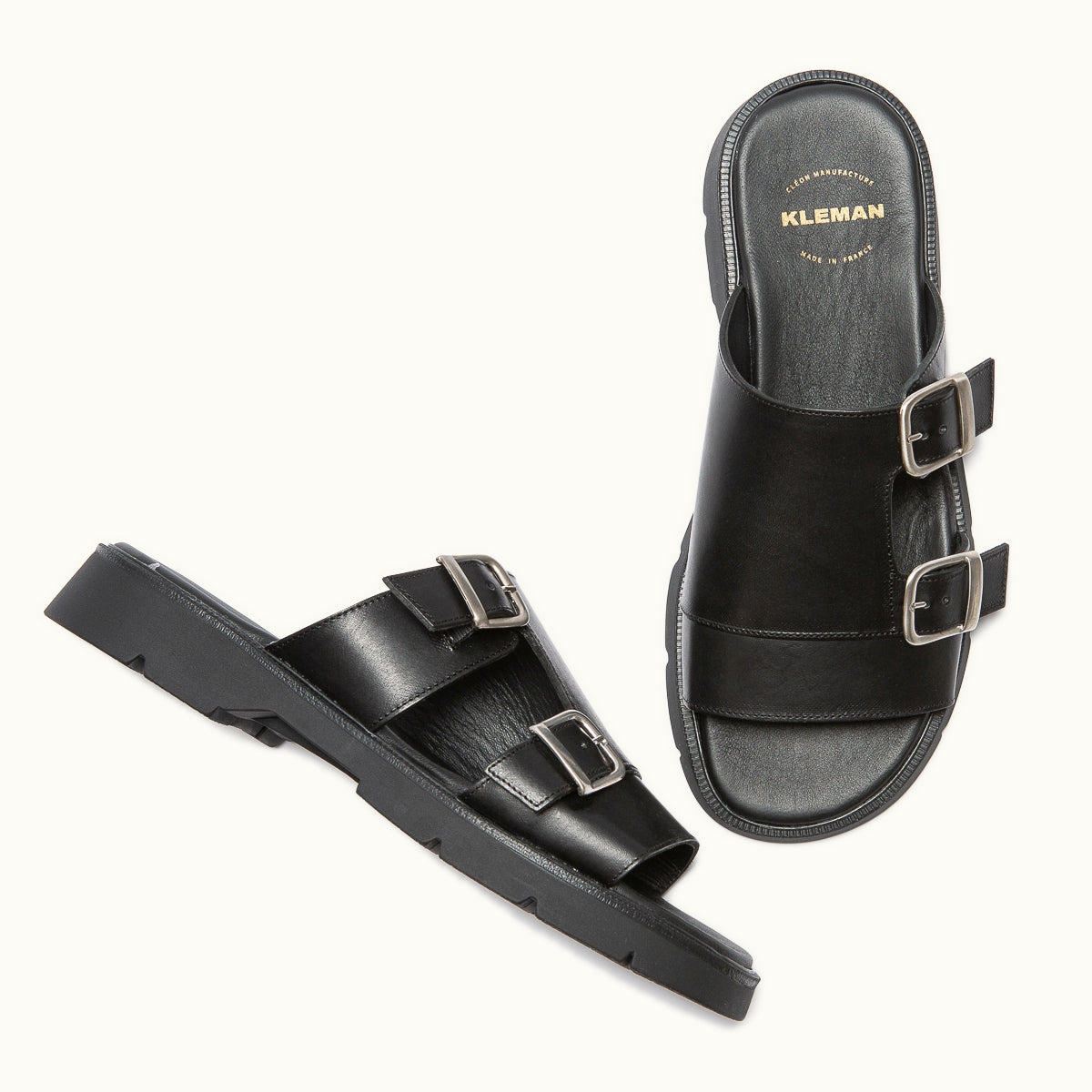 Mules noires made in France en cuir certifié - hublot vgt noir