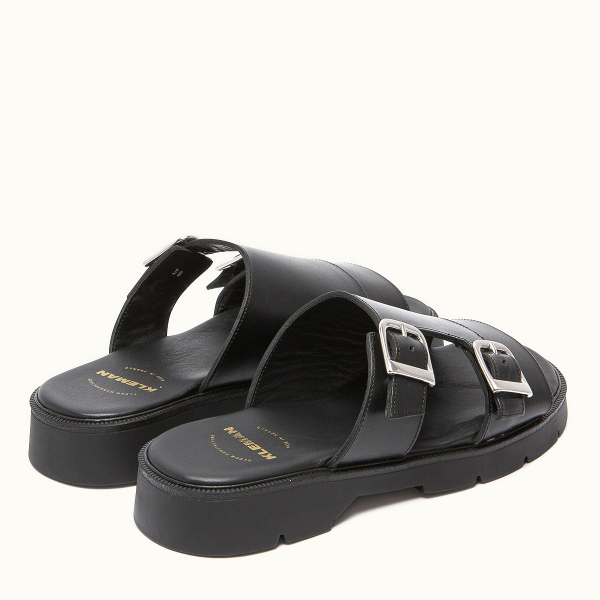 Mules noires made in France en cuir certifié - hublot vgt noir