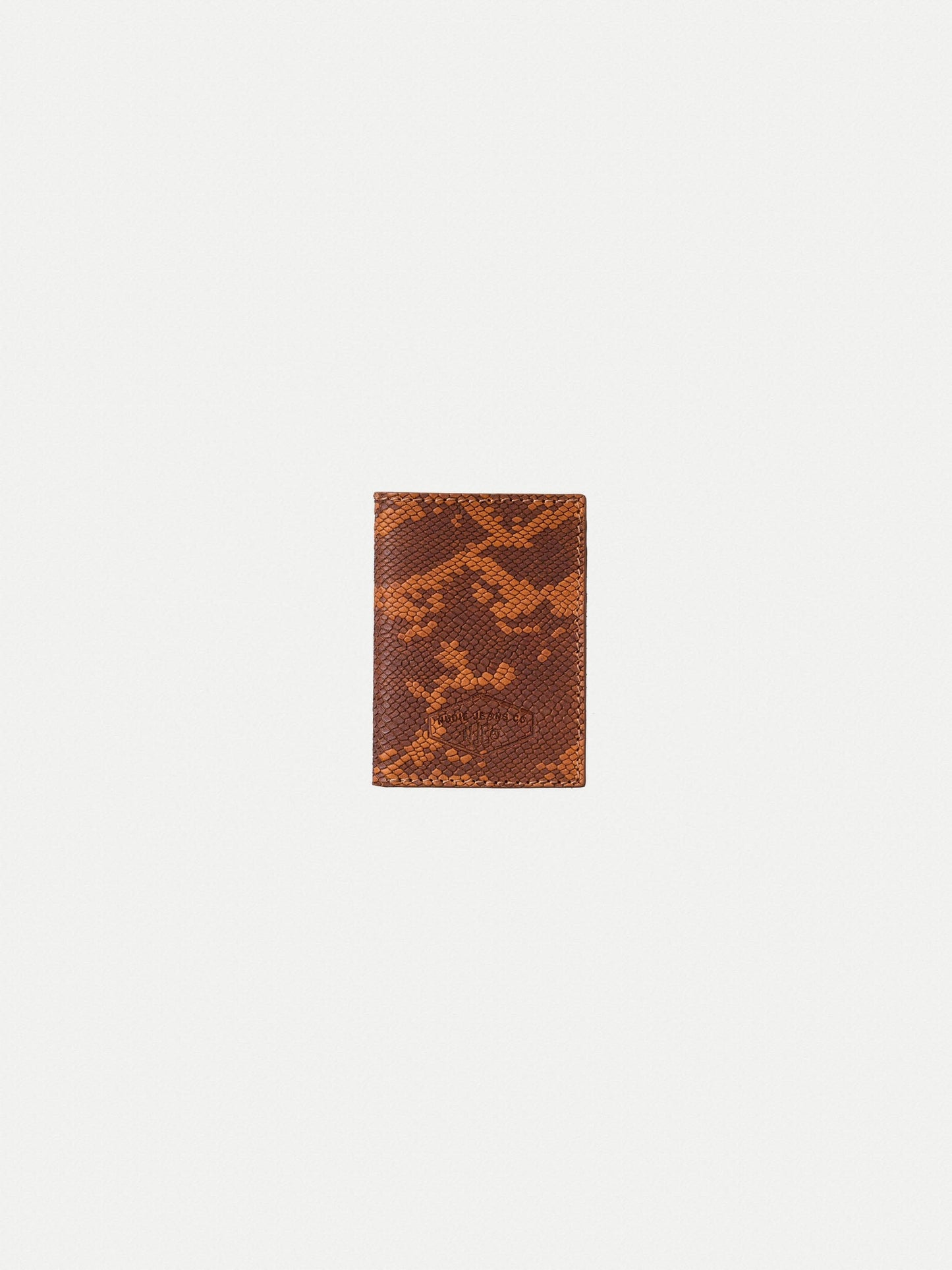Porte carte en cuir à tannage végétal - hagdahl wallet faux reptile cognac