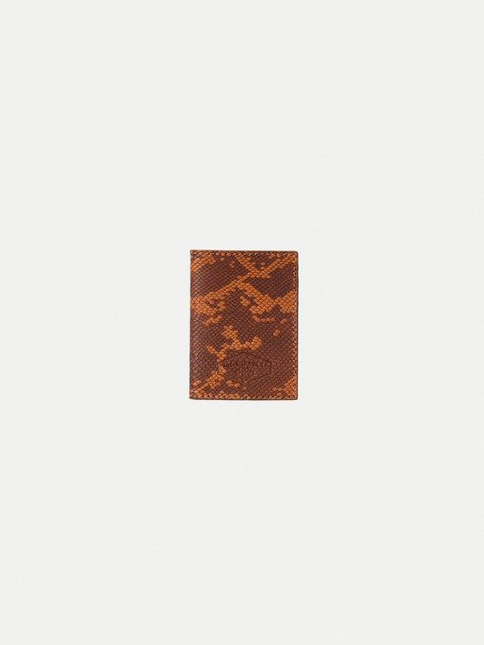 Porte carte en cuir à tannage végétal - hagdahl wallet faux reptile cognac