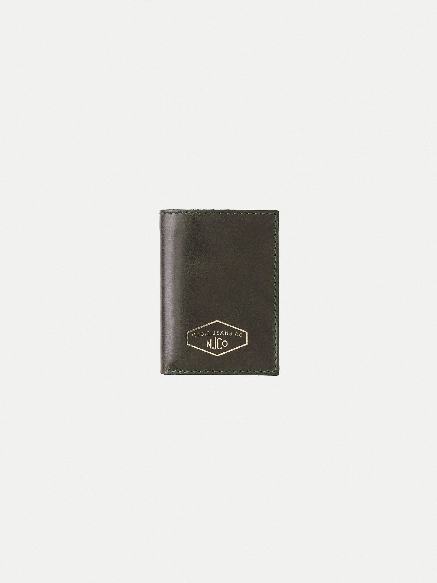 Porte carte noir avec coutures vertes en cuir à tannage végétal - hagdahl wallet new logo racing green