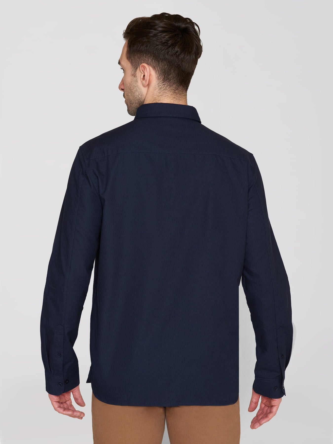Chemise en coton bio | marine "harald small owl oxford regular fit shirt total eclipse"