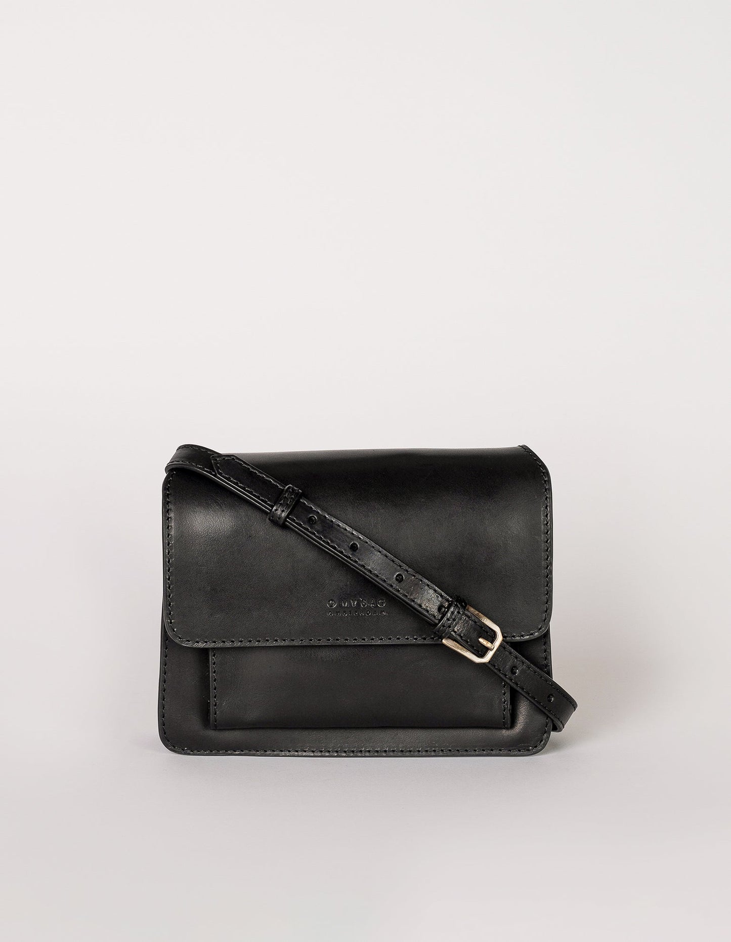 Sac à main bandoulière en cuir certifié | Noir "harper mini black classic leather"