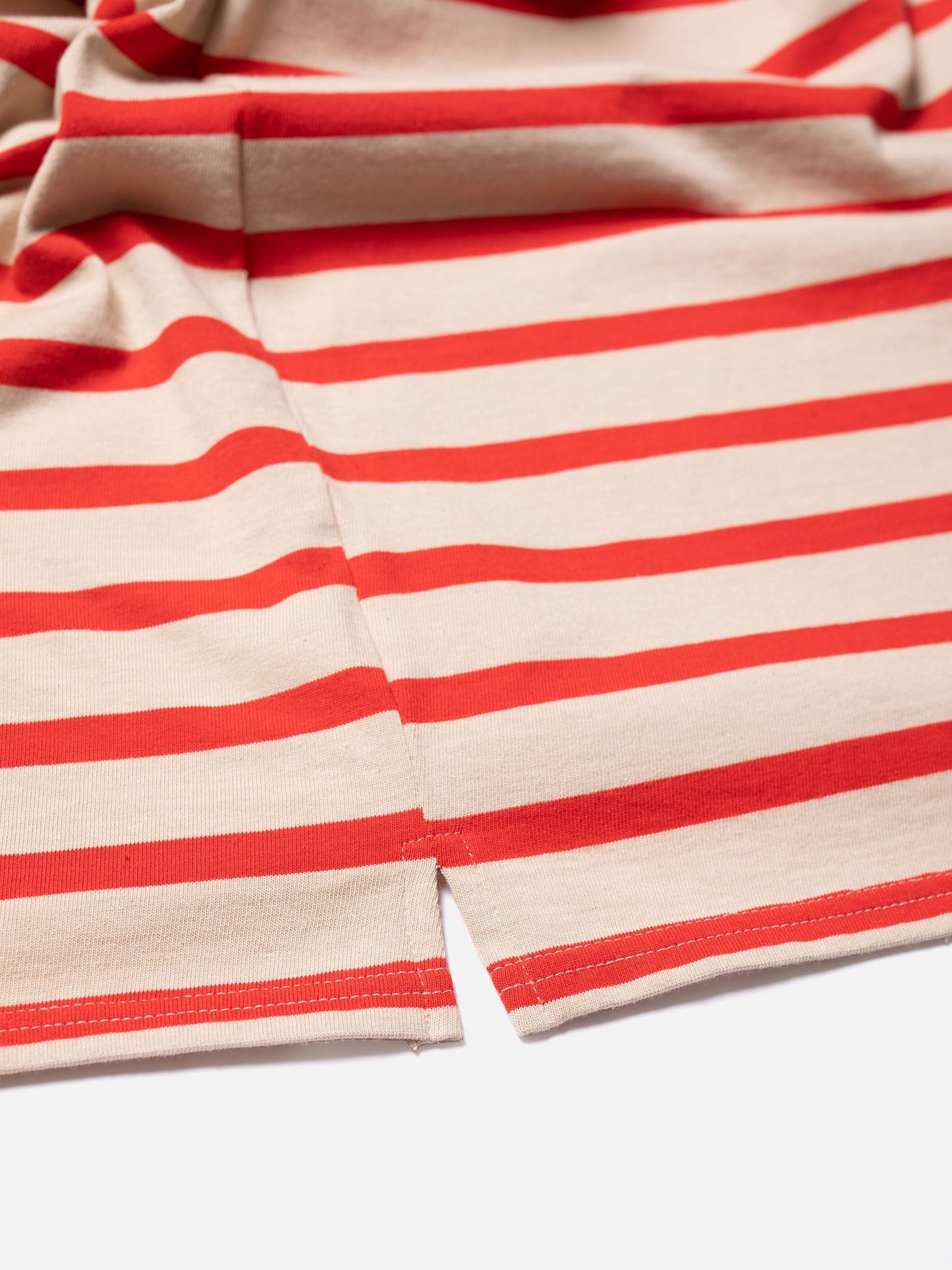 T-shirt marinière rouge et écru en coton bio - harriet breton stripe offwhite/red