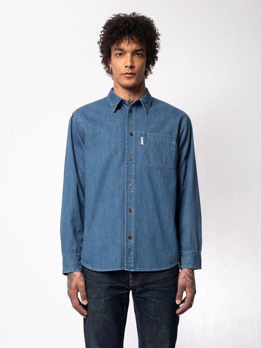 Chemise en jean en coton bio - Hebbe Humble Blue denim
