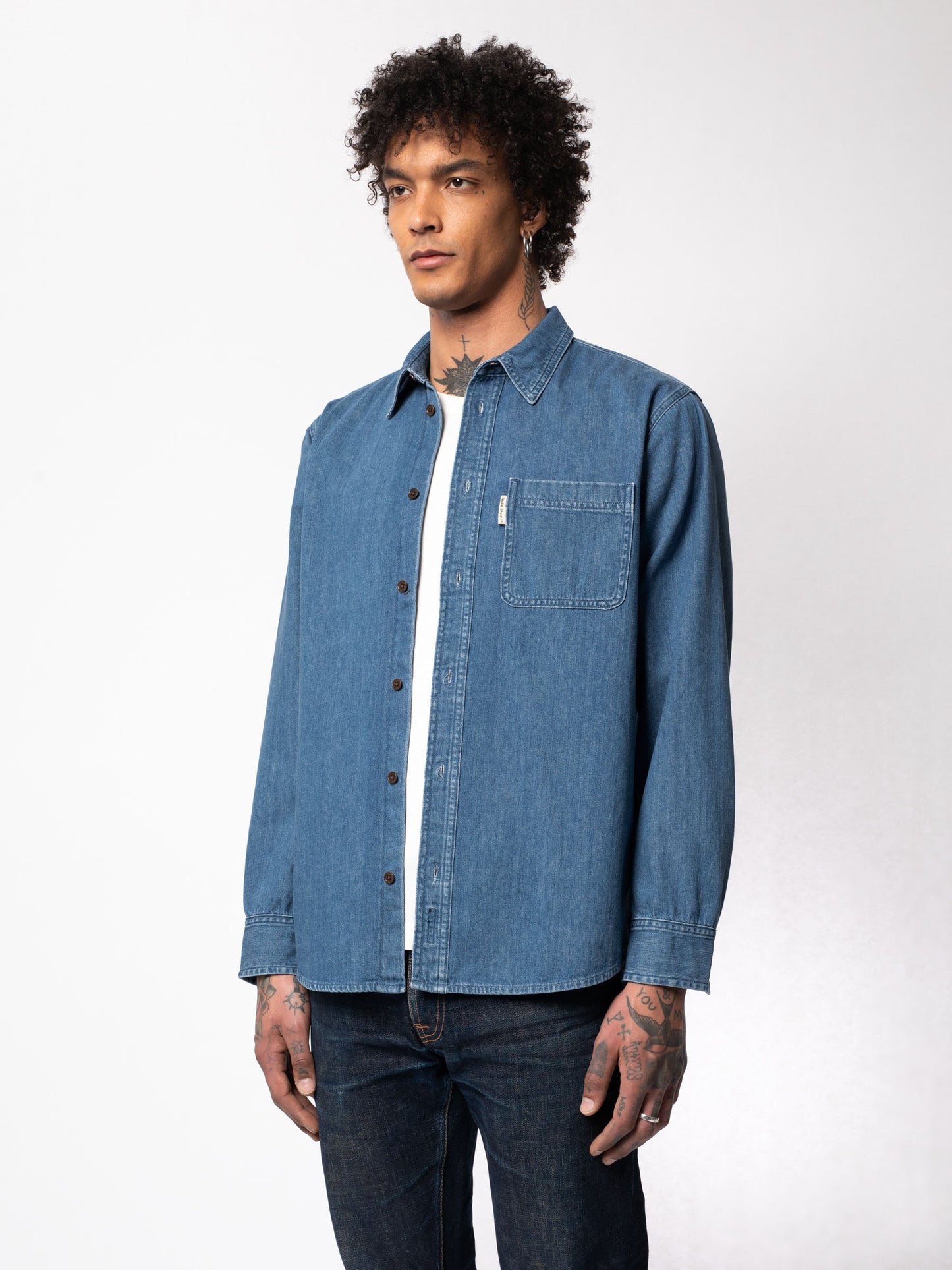Chemise en jean en coton bio - Hebbe Humble Blue denim