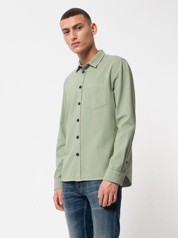 Chemise vert pâle en coton bio - Henry