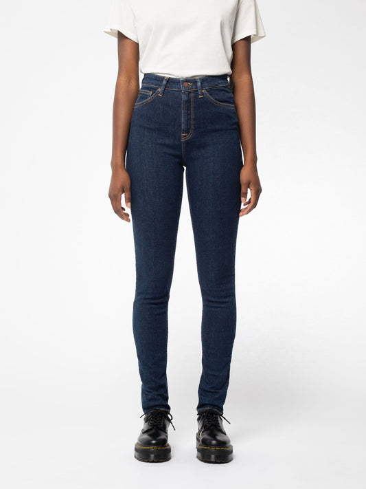 Jean skinny taille haute en coton bio | bleu foncé "Hightop Tilde Blue Fantasy"