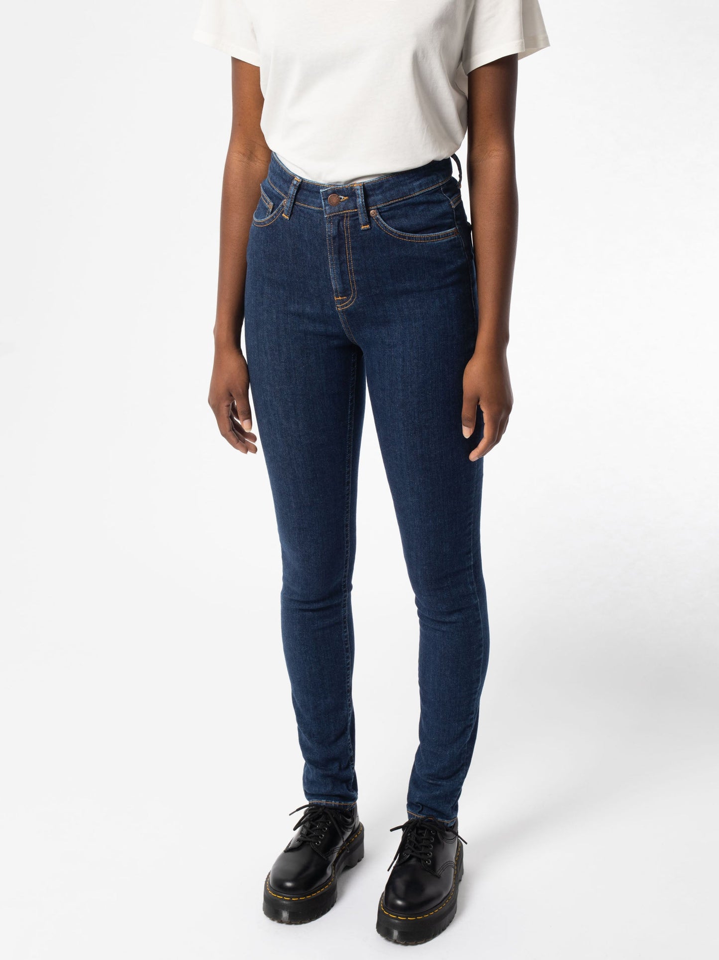 Jean skinny taille haute en coton bio | bleu foncé "Hightop Tilde Blue Fantasy"