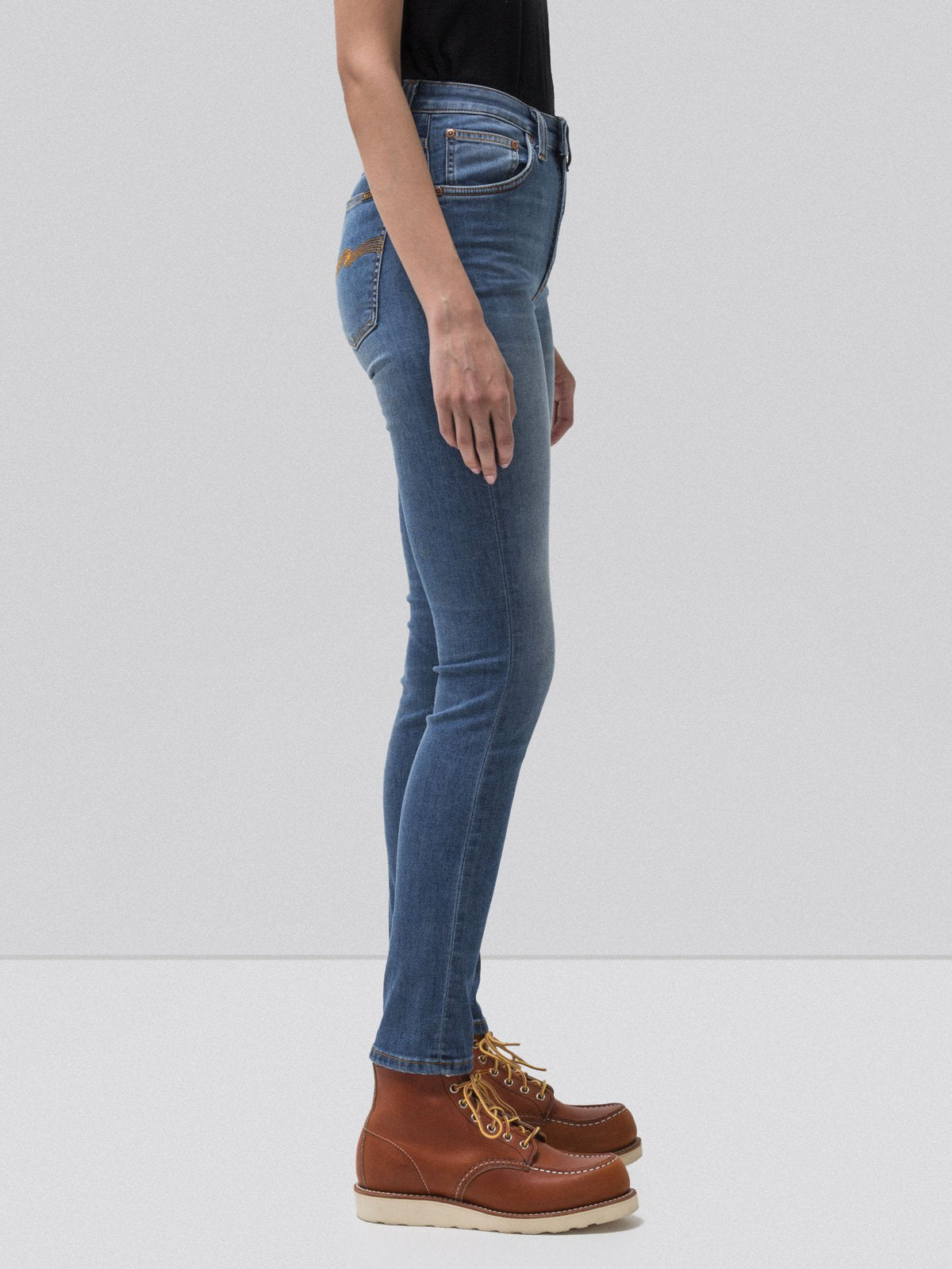Jean skinny taille haute bleu délavé en coton bio - Hightop Tilde blue stellar