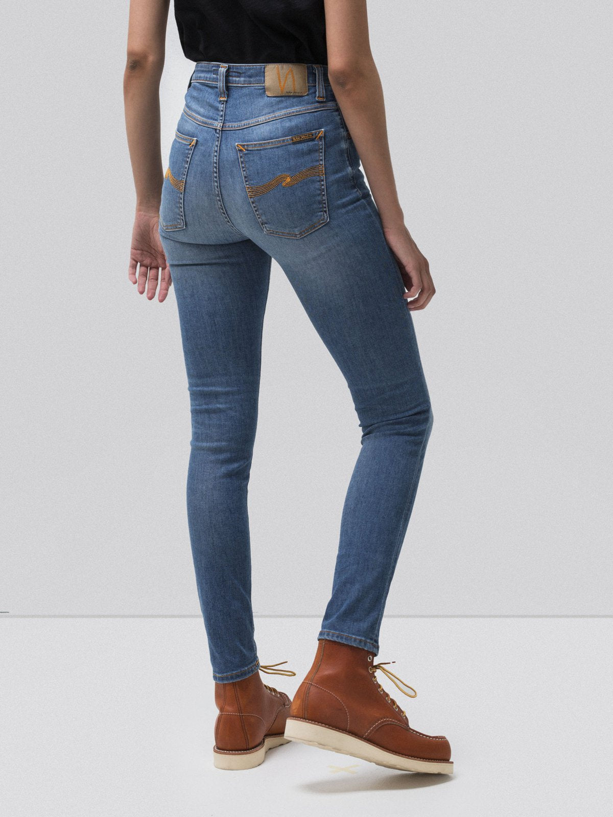 Jean skinny taille haute bleu délavé en coton bio - Hightop Tilde blue stellar