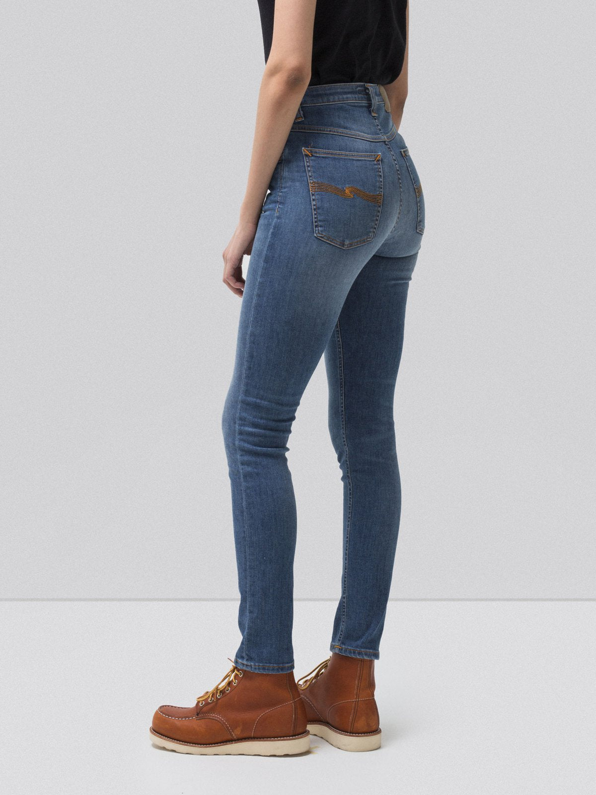Jean skinny taille haute bleu délavé en coton bio - Hightop Tilde blue stellar