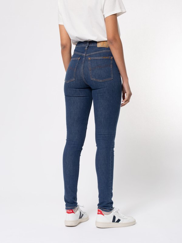 Jean skinny taille haute bleu en coton bio - Hightop Tilde light navy