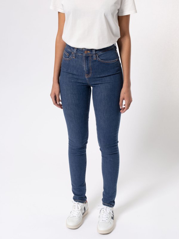 Jean skinny taille haute bleu en coton bio - Hightop Tilde light navy