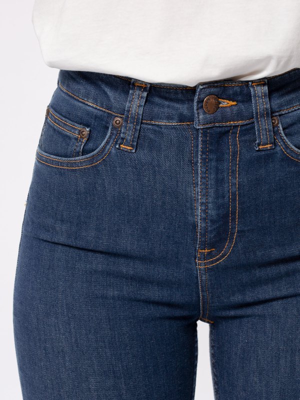 Jean skinny taille haute bleu en coton bio - Hightop Tilde light navy