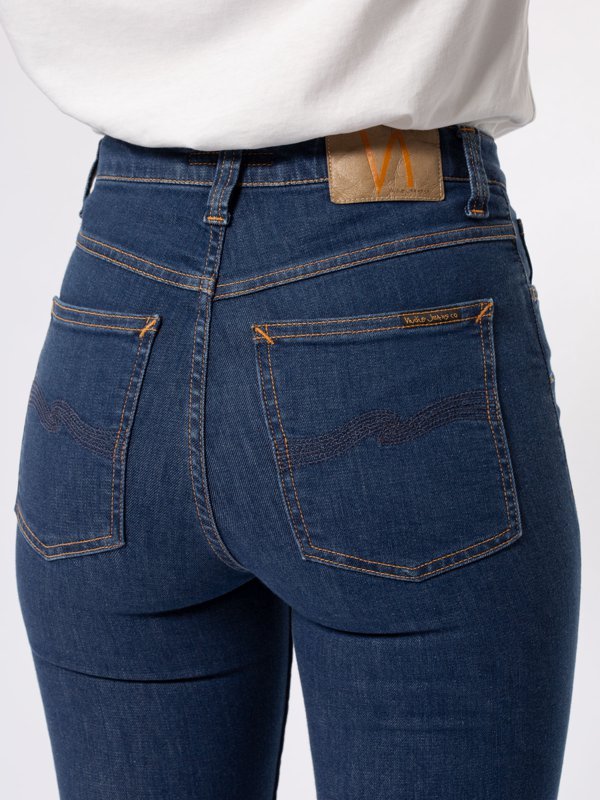 Jean skinny taille haute bleu en coton bio - Hightop Tilde light navy