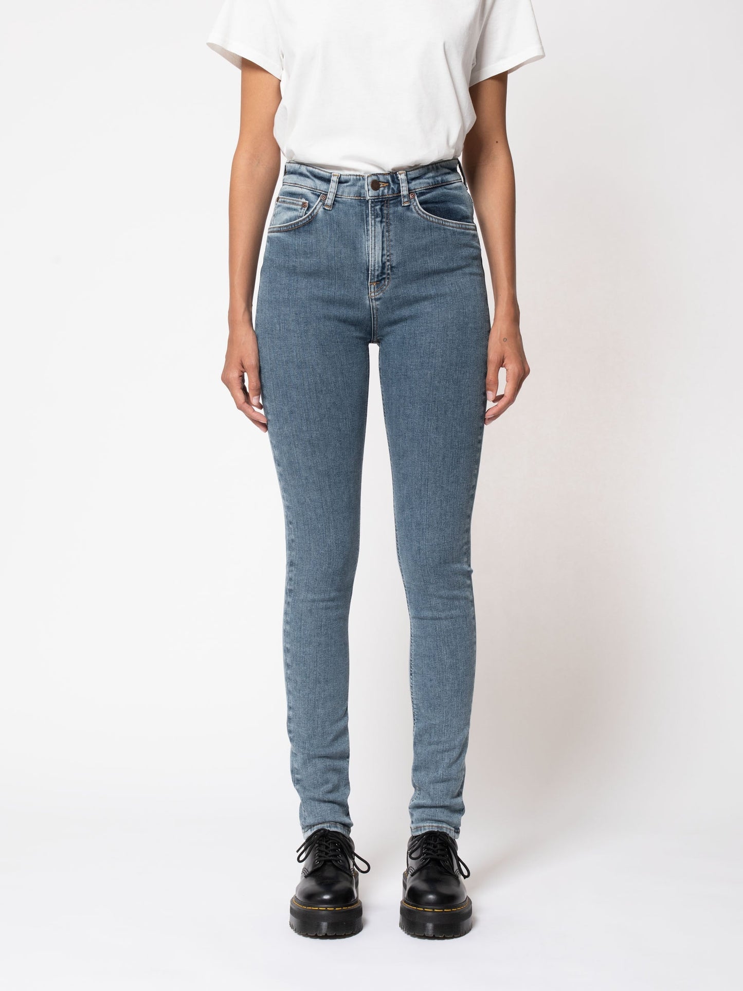 Jean skinny taille haute bleu en coton bio - hightop tilde light stonewash