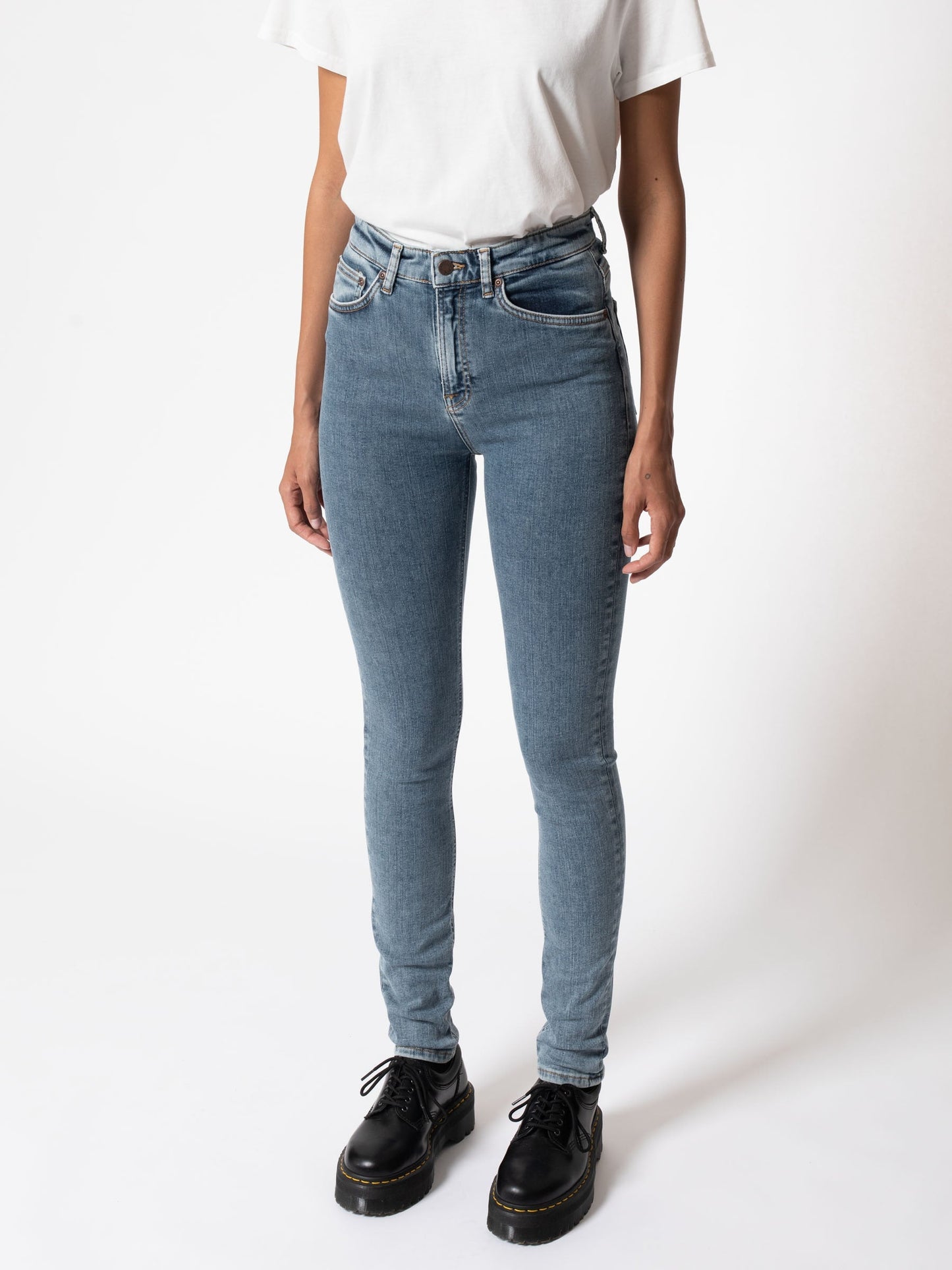 Jean skinny taille haute bleu en coton bio - hightop tilde light stonewash