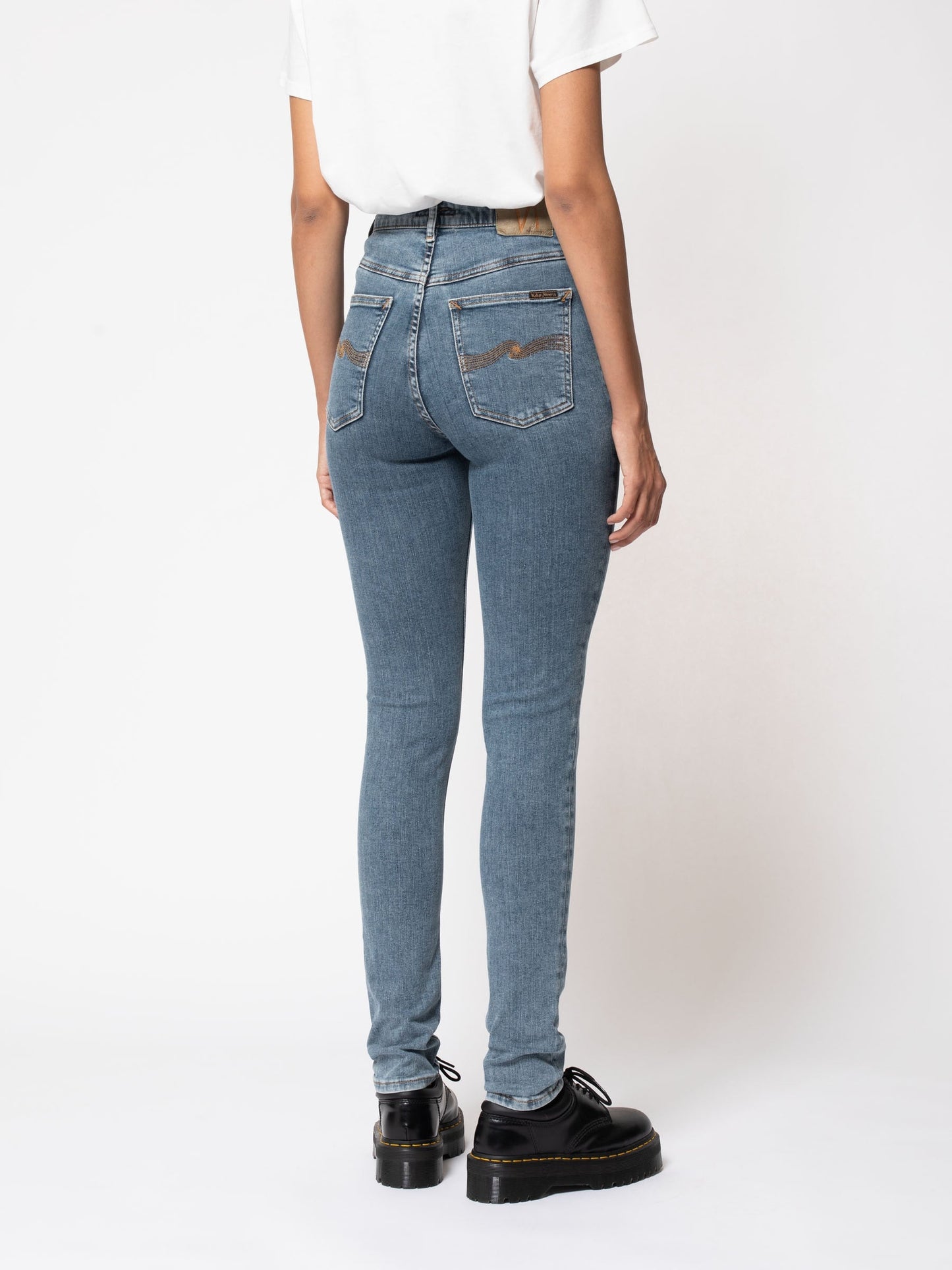 Jean skinny taille haute bleu en coton bio - hightop tilde light stonewash