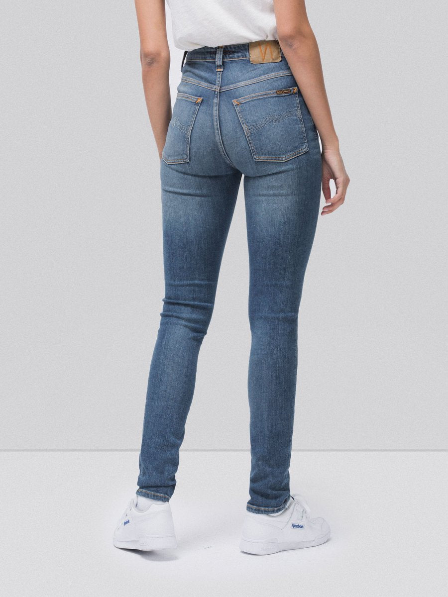 Jean skinny taille haute bleu clair délavé - hightop tilde mid indigo