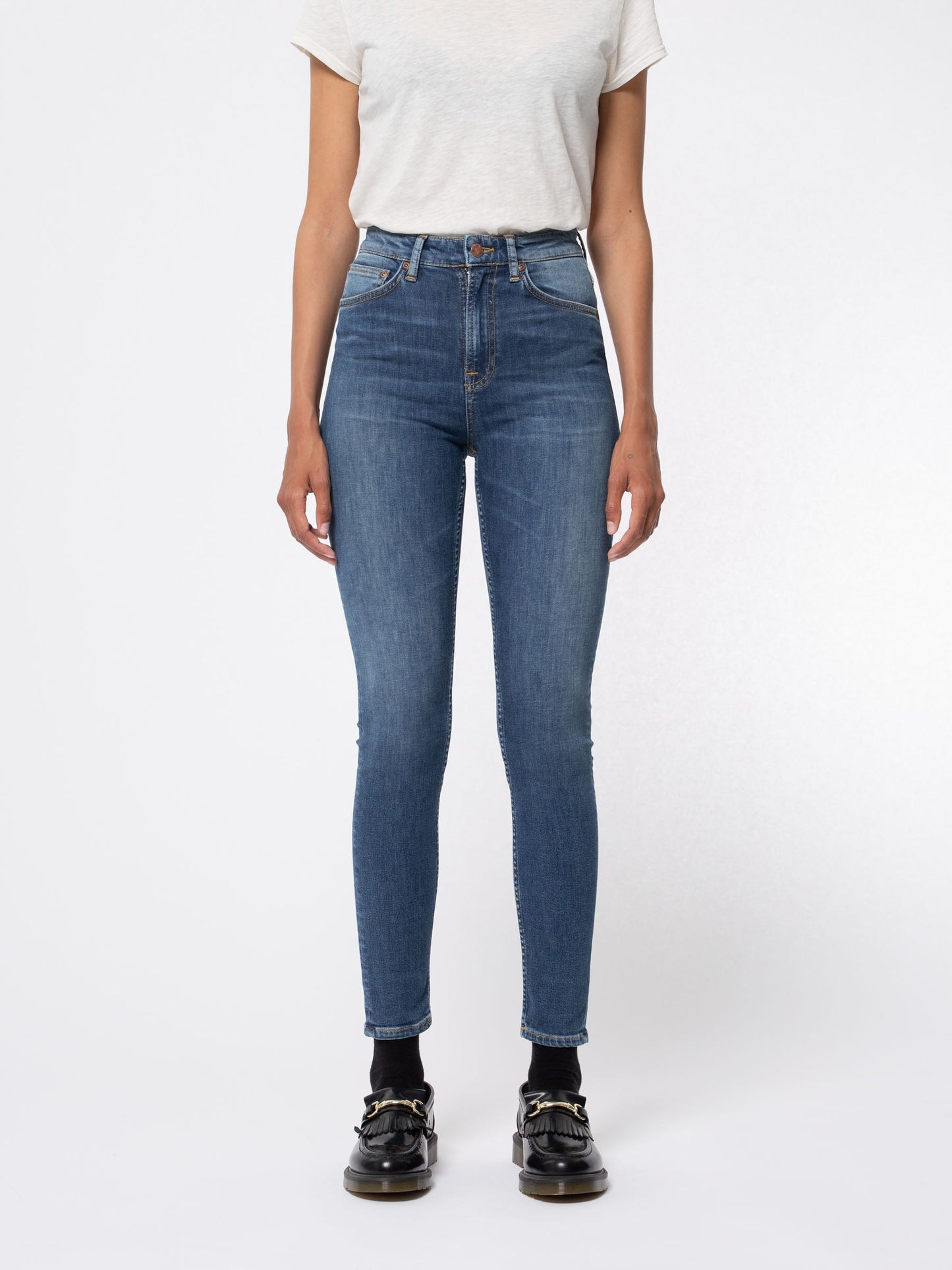 Jean skinny taille haute bleu délavé - hightop tilde southern lights