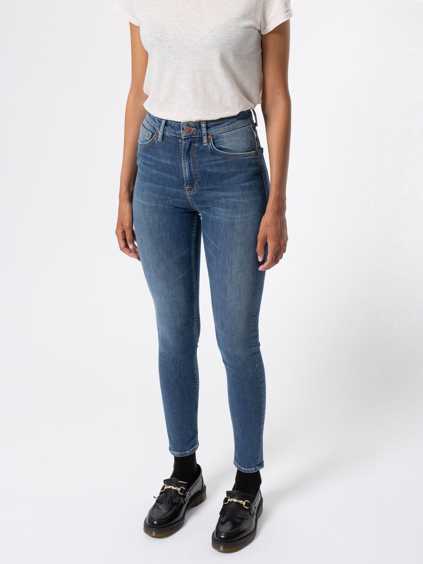 Jean skinny taille haute bleu délavé - hightop tilde southern lights