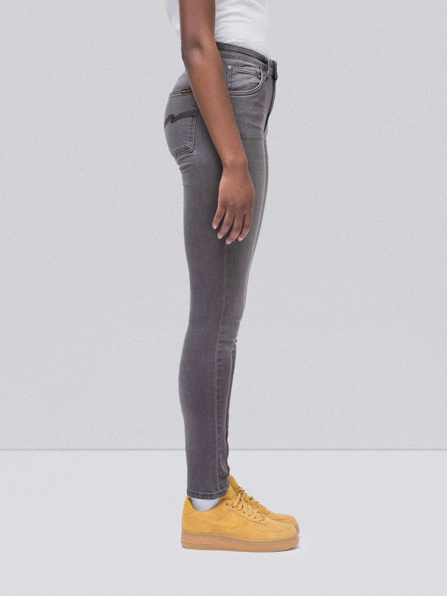 Jean skinny taille haute gris délavé en coton bio - Hightop Tilde grey wash