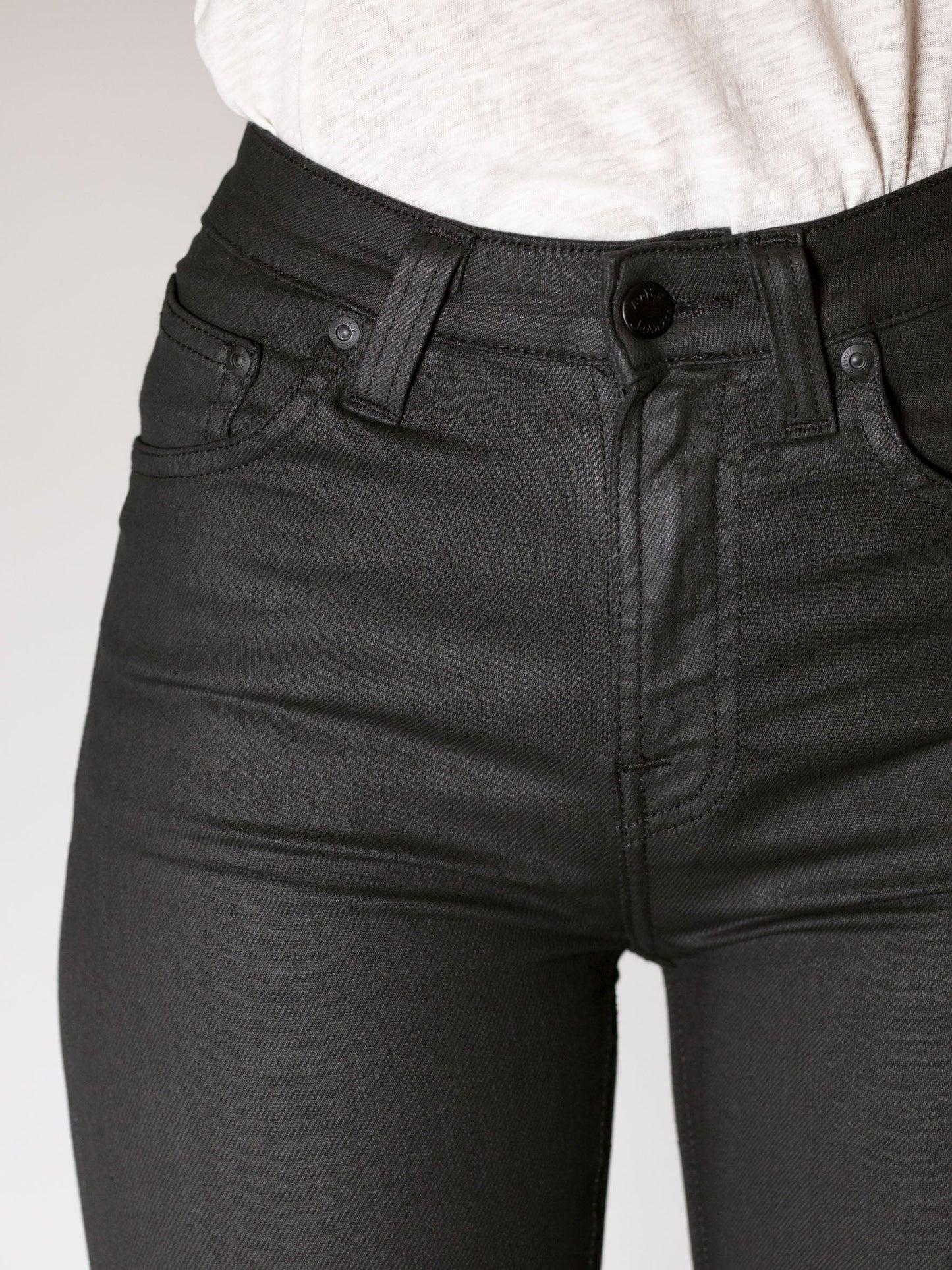 Jean skinny taille haute noir enduit en coton bio - hightop tilde painted black