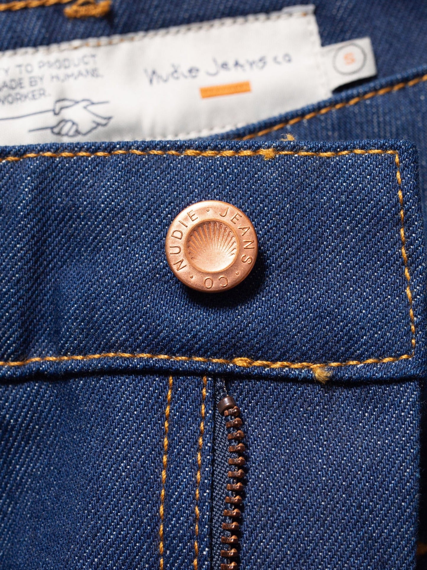 Jean droit brut en coton bio - holly western pants 70's blue denim