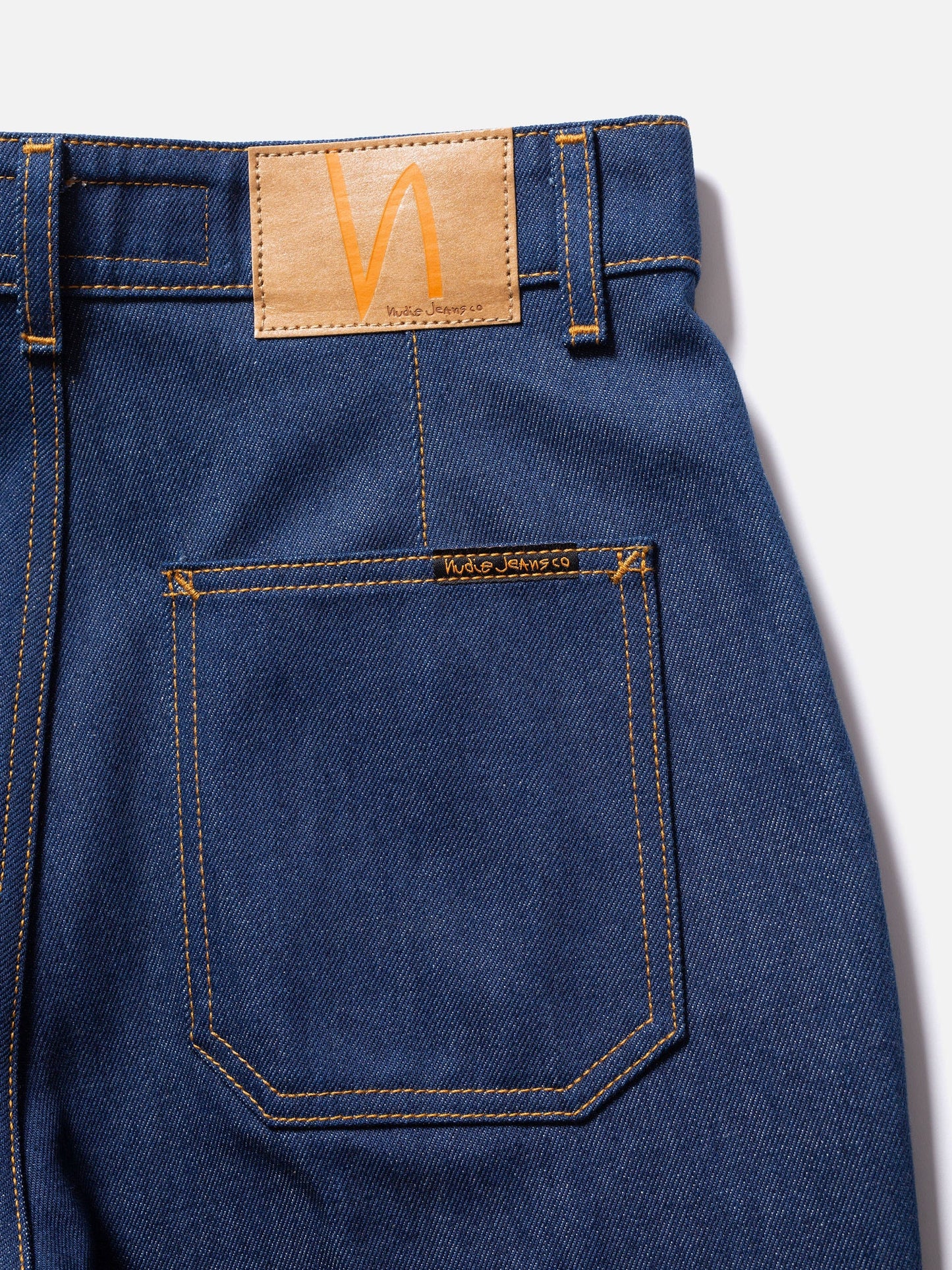 Jean droit brut en coton bio - holly western pants 70's blue denim
