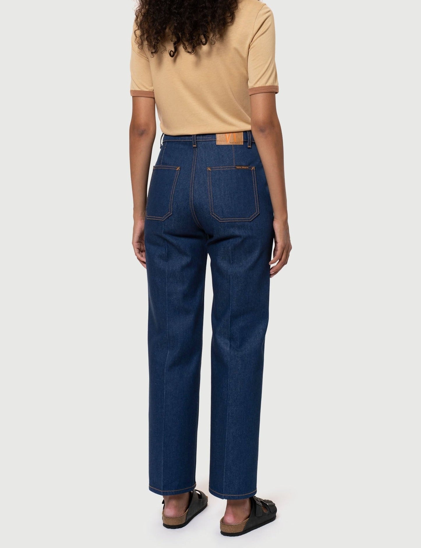 Jean droit brut en coton bio - holly western pants 70's blue denim