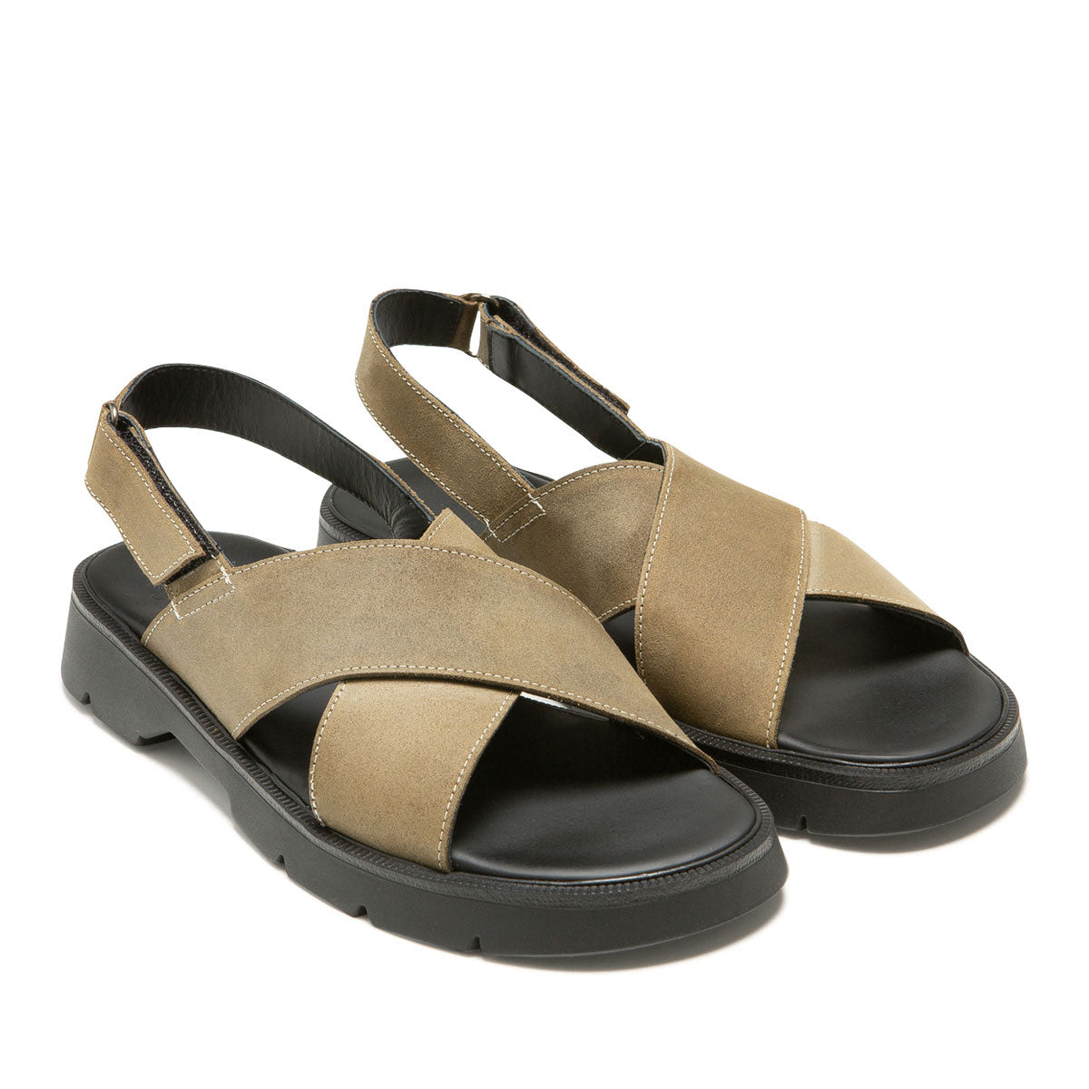 Sandales en cuir certifié | Ilot ec - kaki