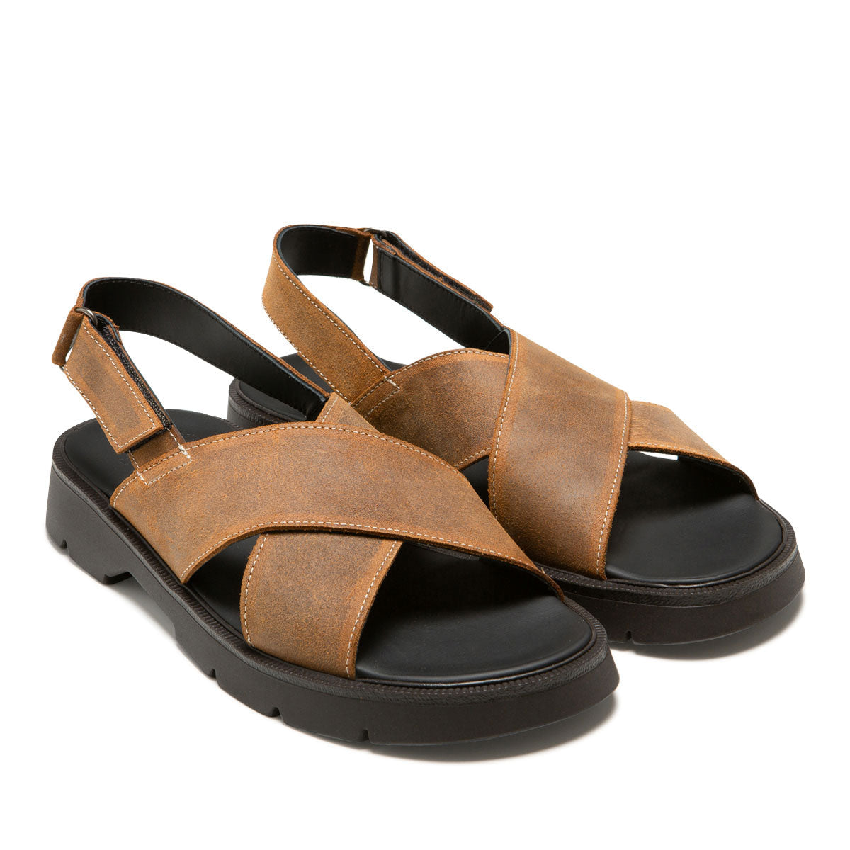 Sandales en cuir certifié | Ilot ec - cognac