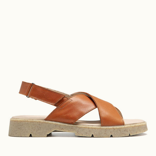 Sandales made in France en cuir sans chrome | Marron "ilot oak brique"