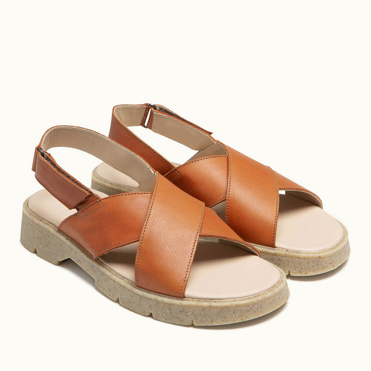 Sandales made in France en cuir sans chrome | Marron "ilot oak brique"