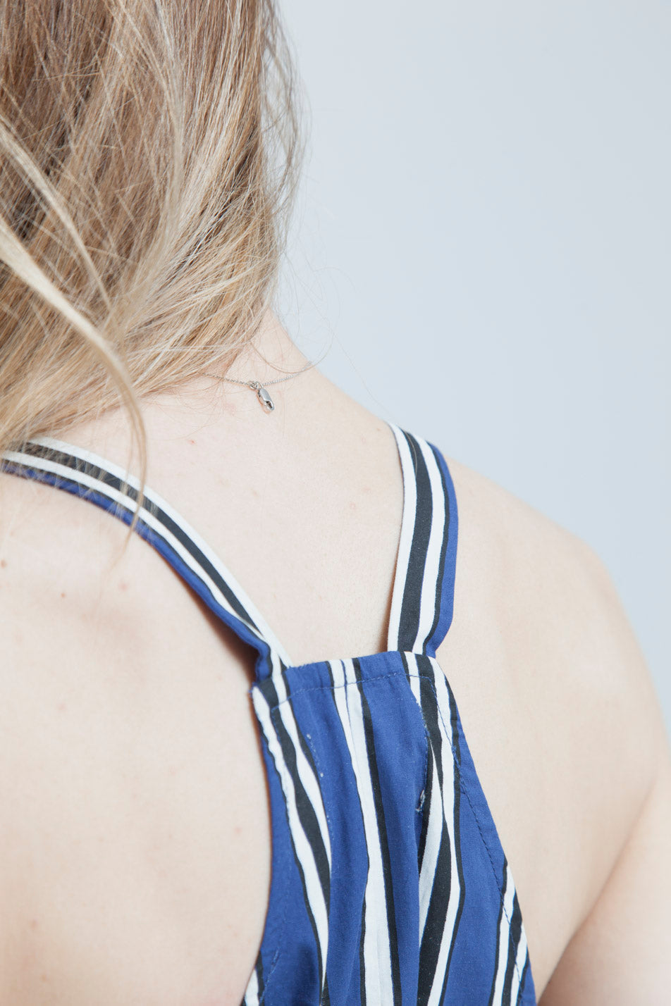 Combishort rayée bleue en coton bio - Lilly