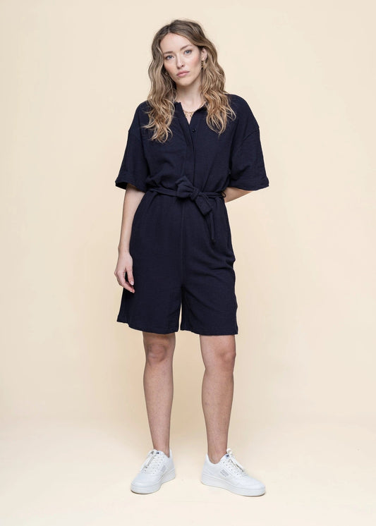 Combi-short éponge en coton biologique | marine "posey wide fit bouclé playsuit night sky"
